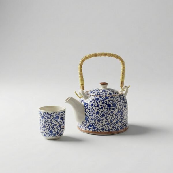 Tetera porcelana con infusor + 6 tazas