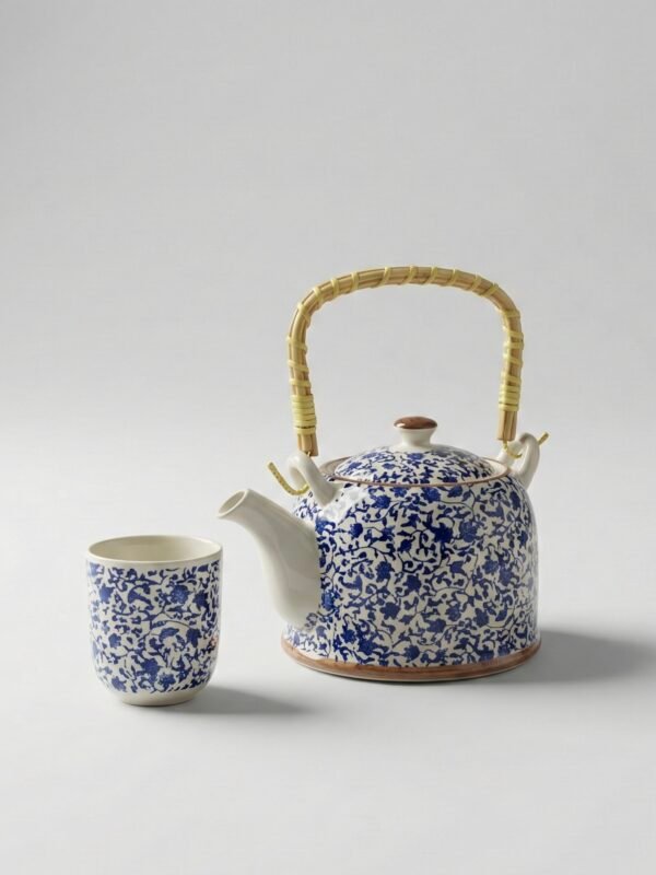 Tetera porcelana con infusor + 6 tazas