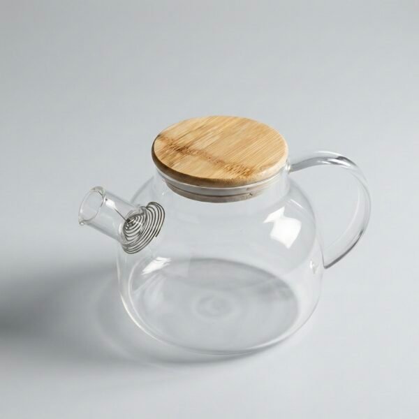 Tetera de vidrio Tapa de Bambú