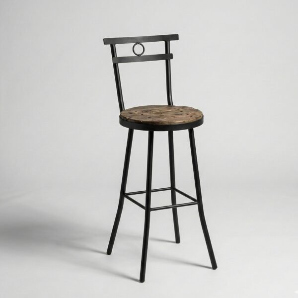 Butaca-Silla Alta de hierro y madera artesanal