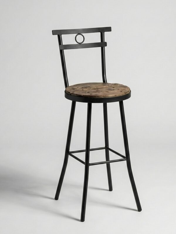 Butaca-Silla Alta de hierro y madera artesanal