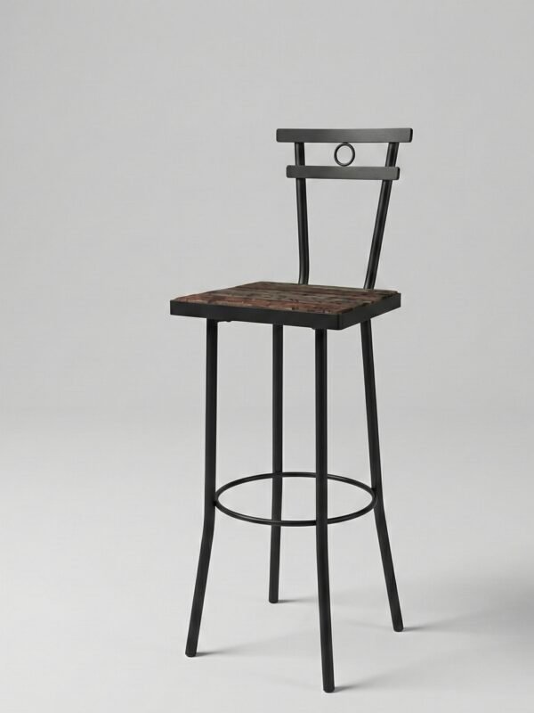 Butaca-Silla Alta de hierro y madera artesanal