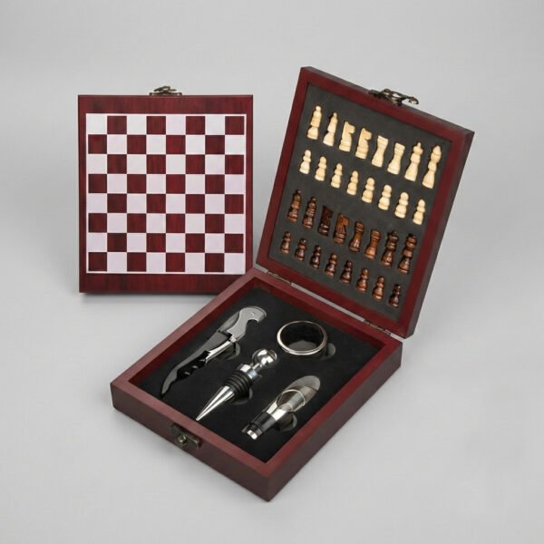 Set De Vino Con Ajedrez
