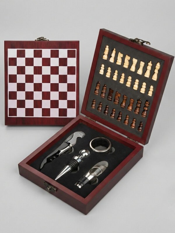 Set De Vino Con Ajedrez