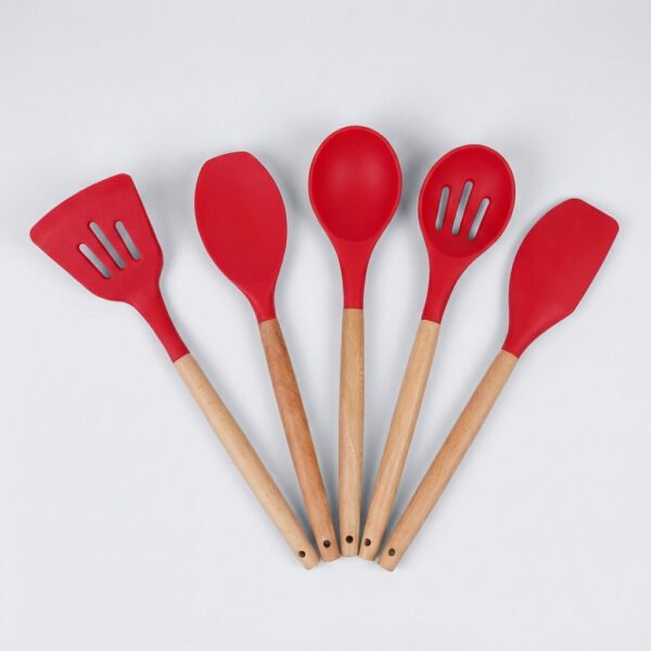 Set Espatula De Silicona Y Mango De Bambú