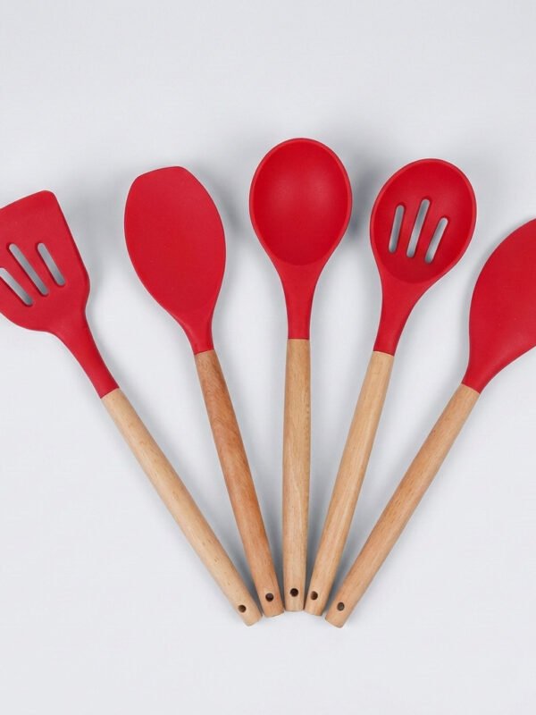 Set Espatula De Silicona Y Mango De Bambú