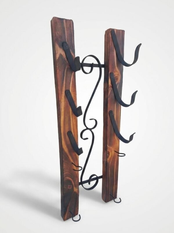 Botellero y copero de madera e hierro